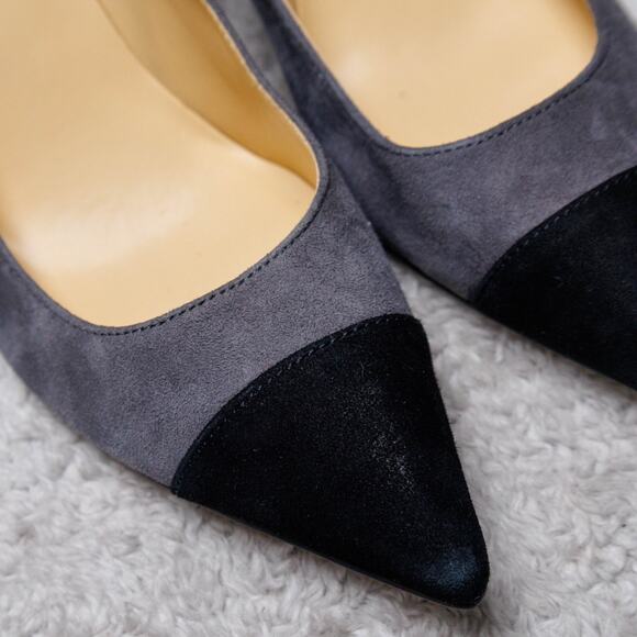 Audrey Brooke Black Gray Suede Cap Toe Heels Pumps Womens Size 8.5 - Picture 10 of 16